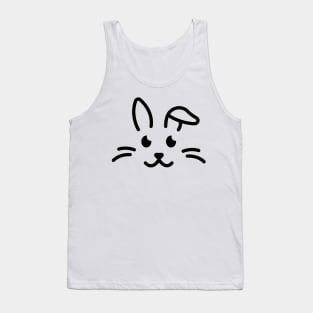 Eep! - Cute Bunny Face Line Art - Black Tank Top